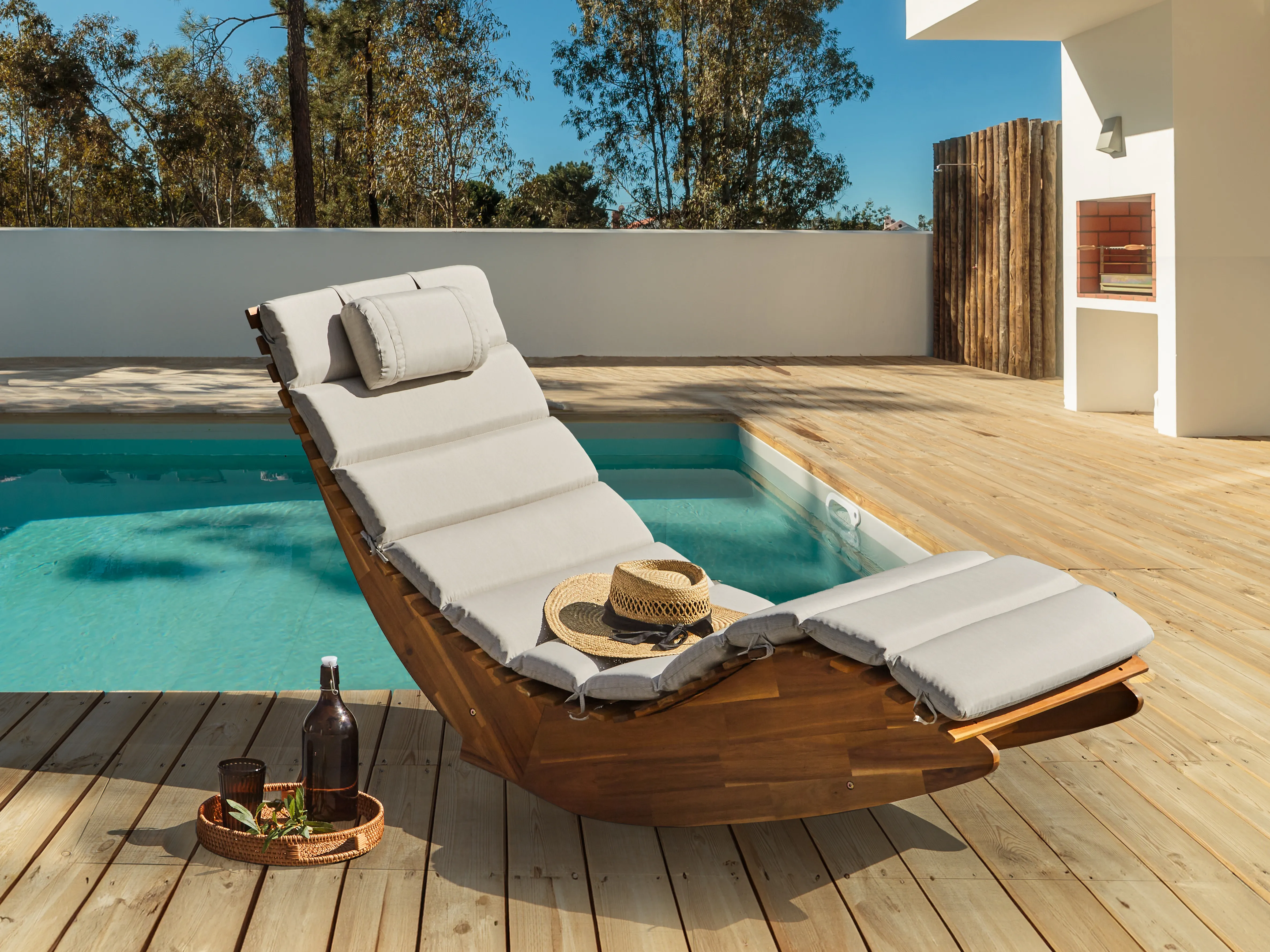 Sun Lounger Pad Cushion BRESCIA PREMIUM 180 x 60 cm Taupe