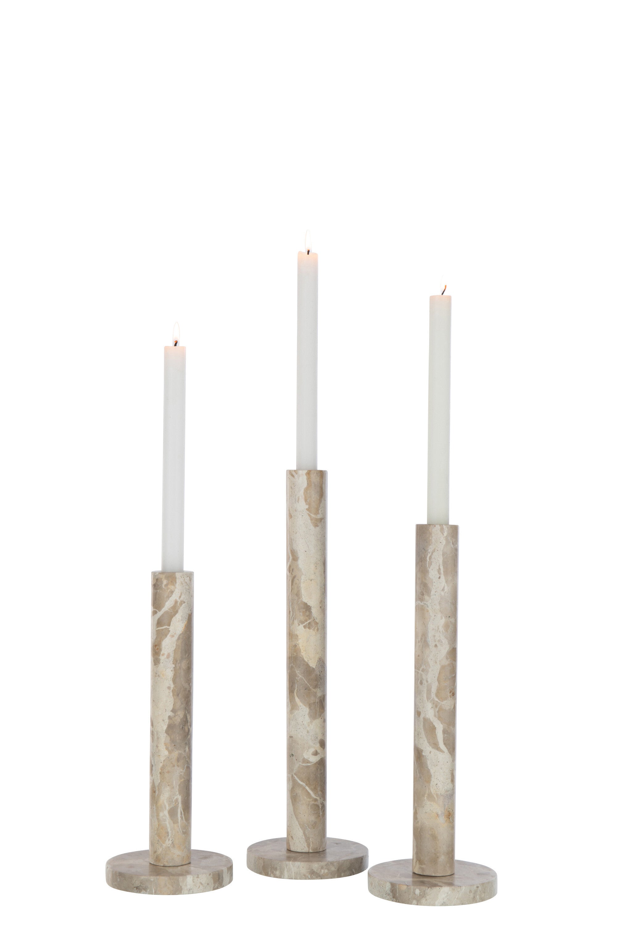 J-Line kaarshouder Marmer - steen - beige - set van 3