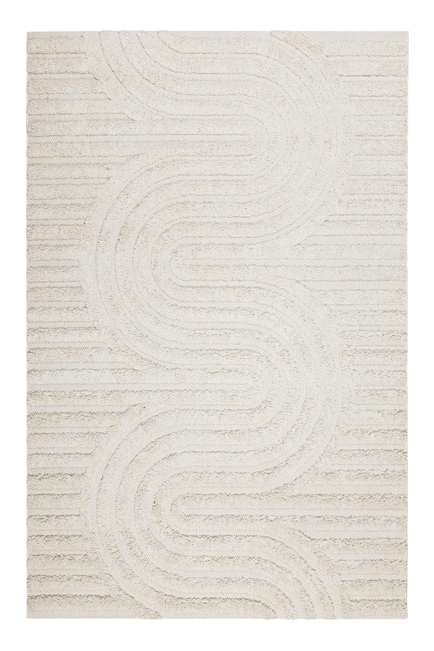 MILES - Tapis intérieur/extérieur à relief motif design beige 160x225