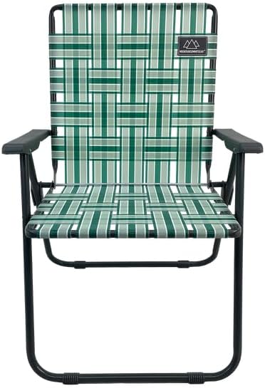 MOUNTAIN SUMMIT GEAR Retro Webbed Camping Chair - Lightweight, Foldable, Durable Steel Frame, 300lb Capacity, Vintage Stripes by Caddis Sports (1, Sage Green)