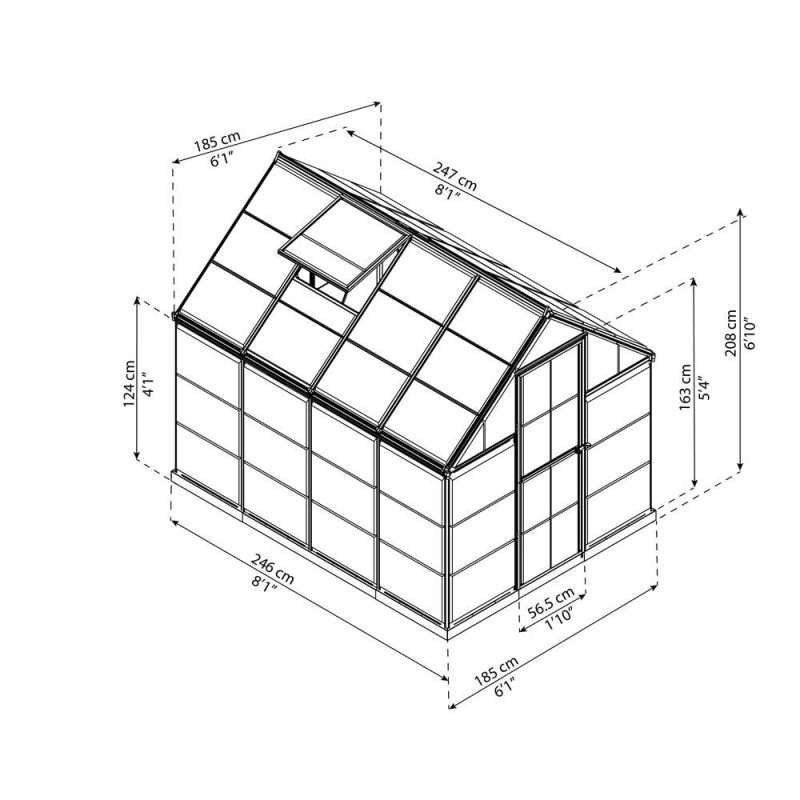 Serre en polycarbonate Harmony grise 4,4 m² CANOPIA