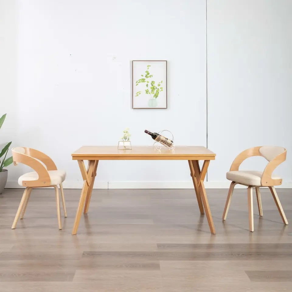 vidaXL - Eetkamerstoel - Cr&egrave;me - Kunstleer - 2 stuks