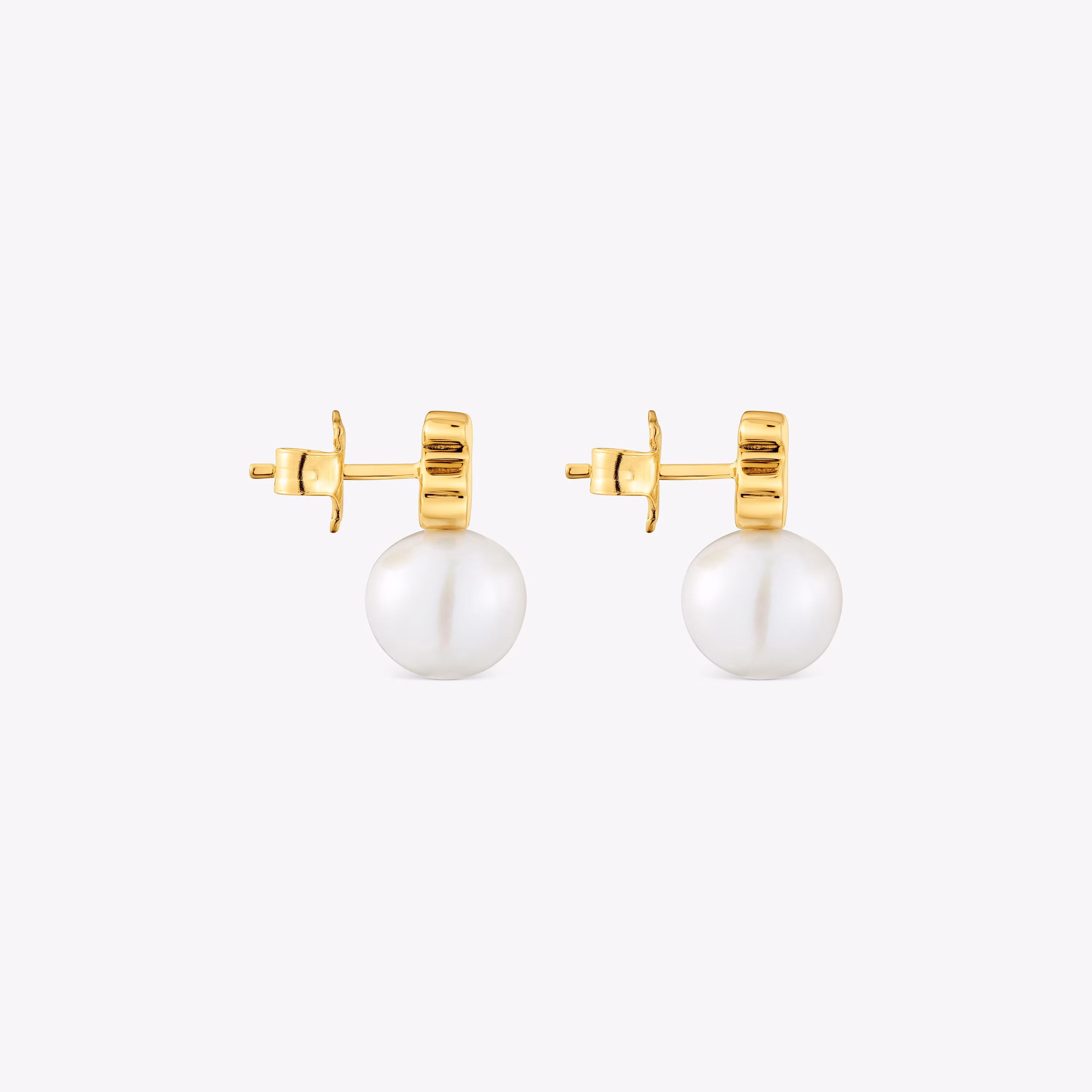Pendientes oso con baño de oro 18 kt sobre plata y perla cultivada de agua dulce Sweet Dolls