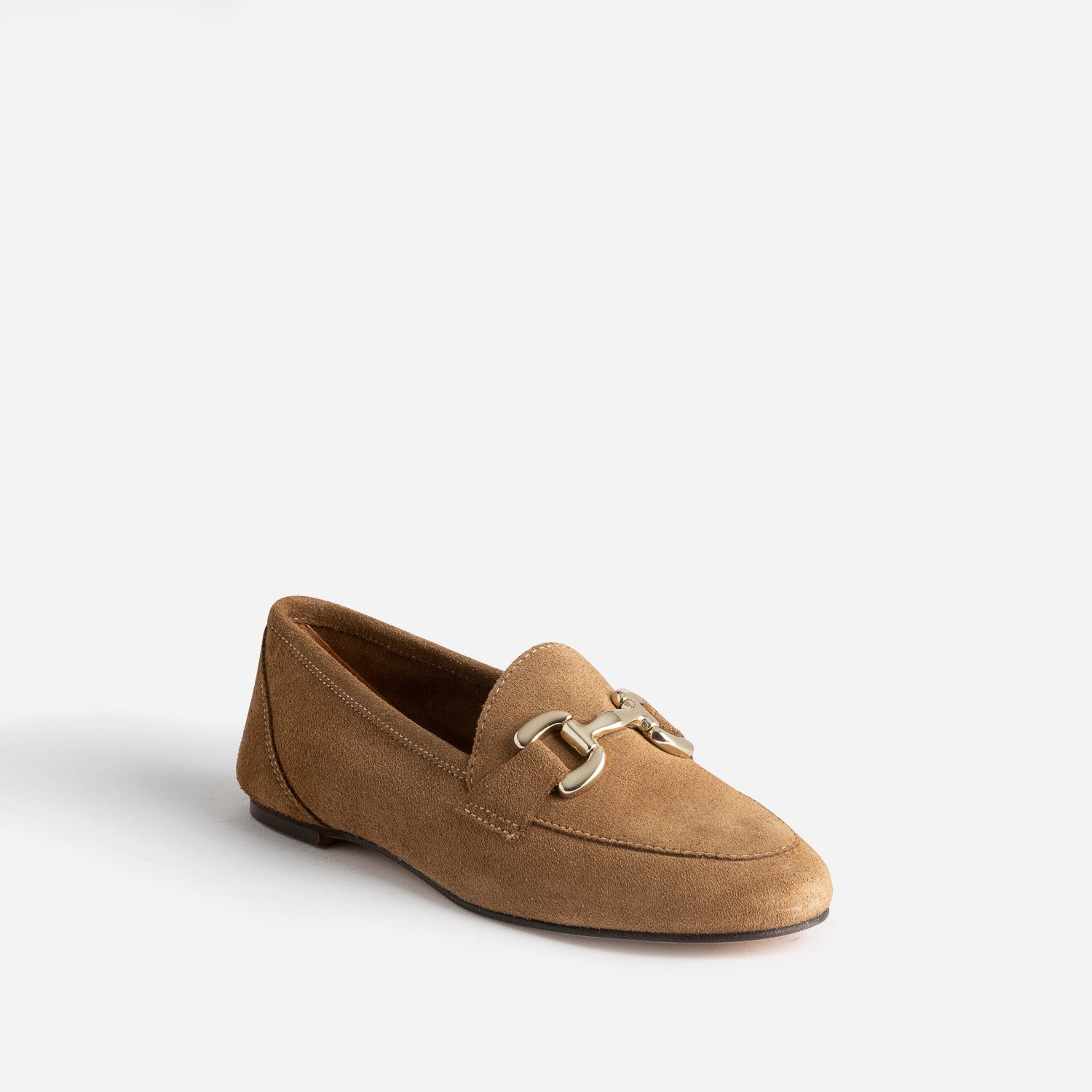 Mocassin beige foncé en cuir velours