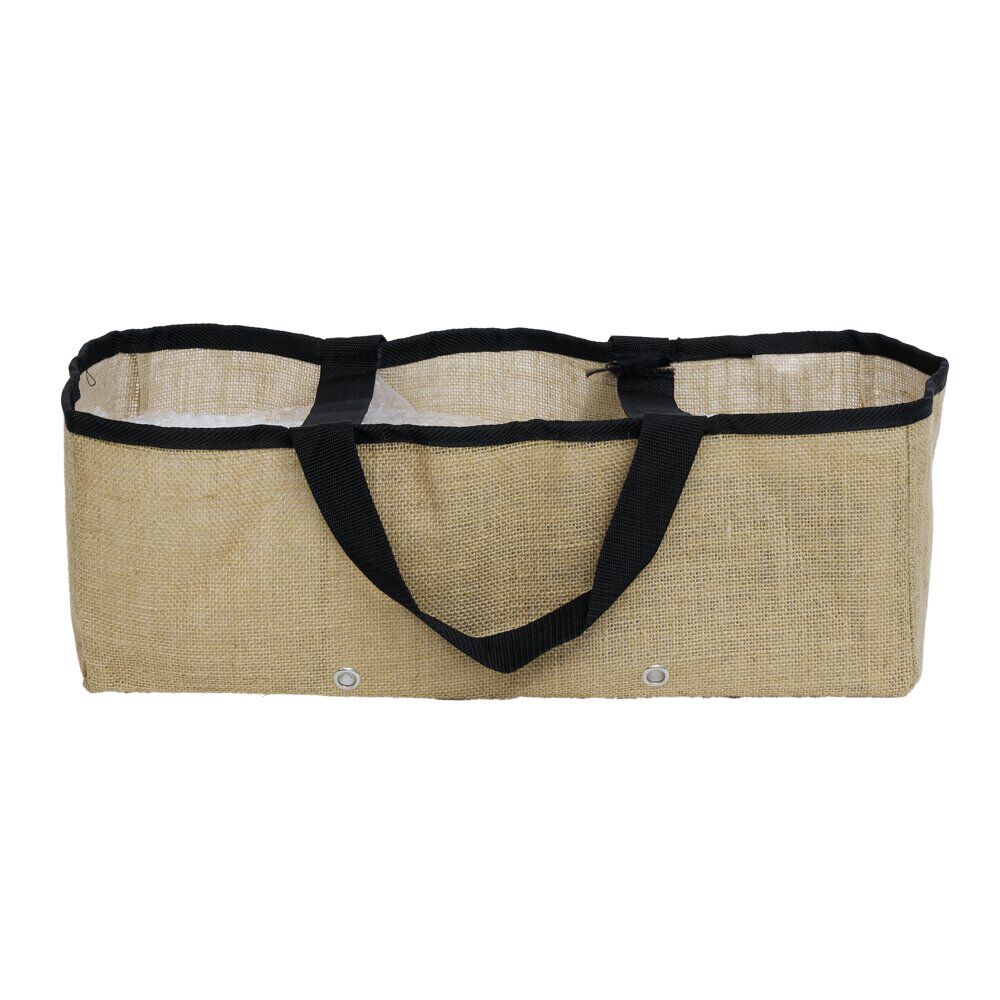 Jardinière souple avec poignées jute naturel et noir L50cm