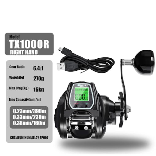 NNEOBA Large Electronic Baitcasting Reel Digital Display Right Hand Black