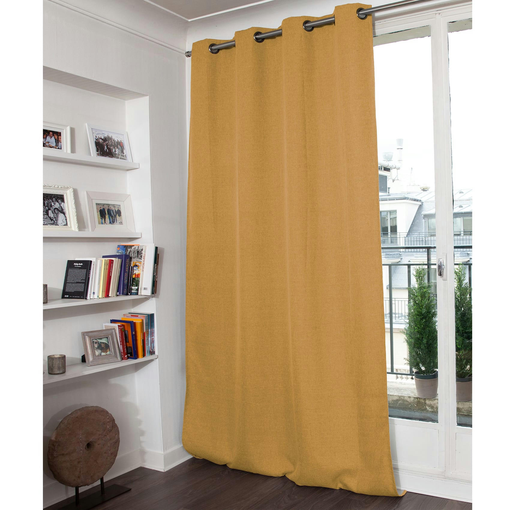 - Rideau occultant moondream polyester jaune ocre 130x260 cm