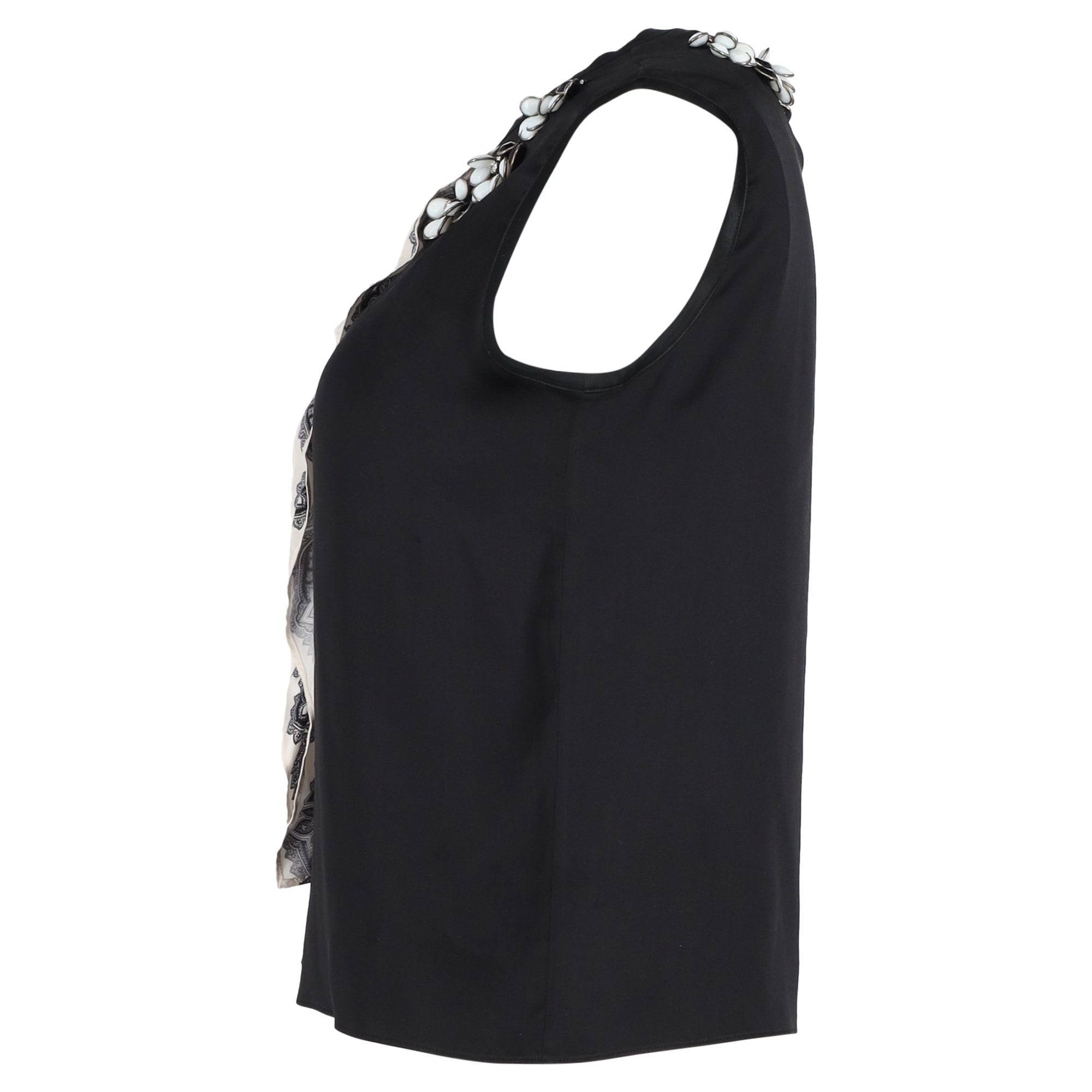 Etro Preloved Sleeveless Embellished Tank Top in Black Silk