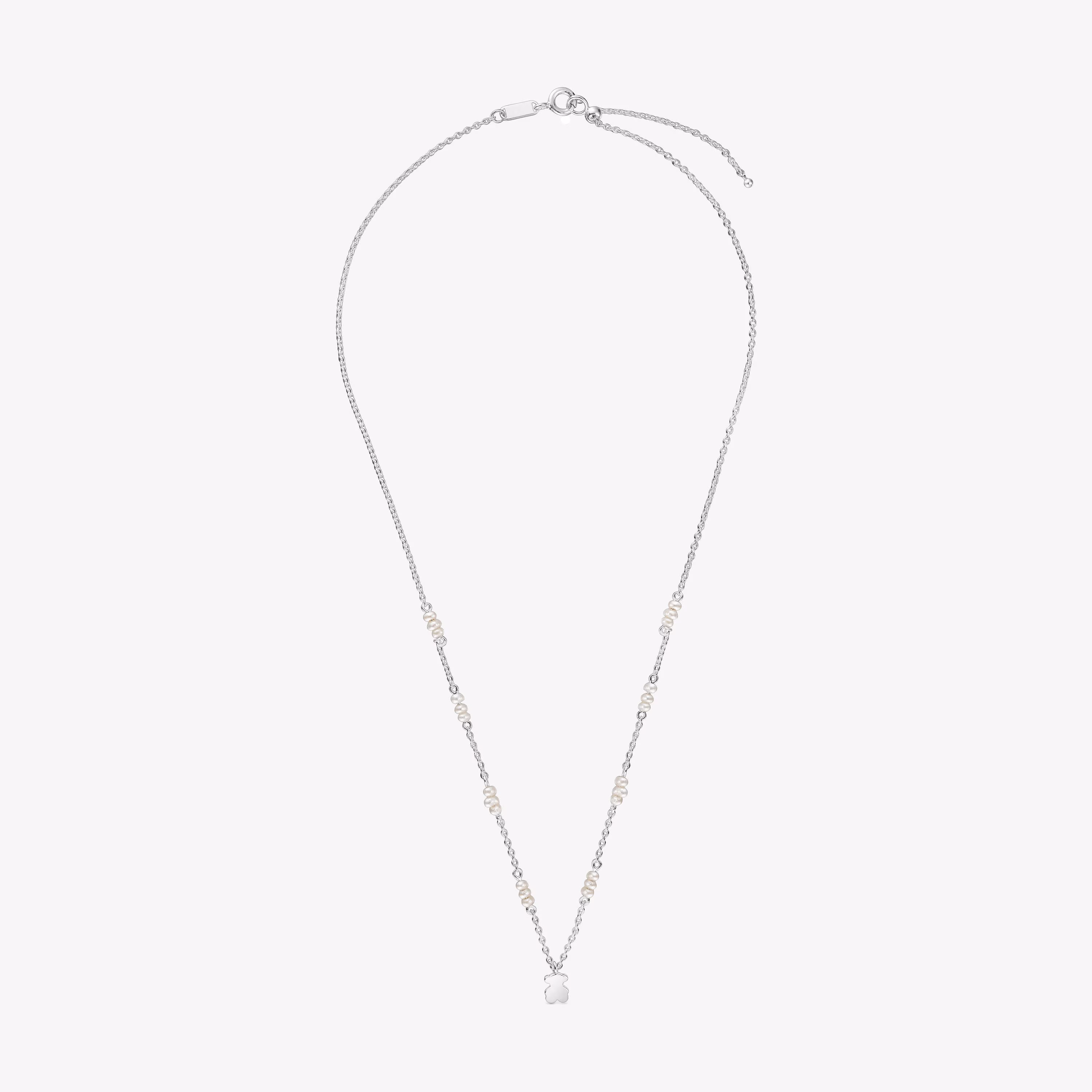 Collar corto de plata, perlas cultivadas y detalle oso Sweet Dolls
