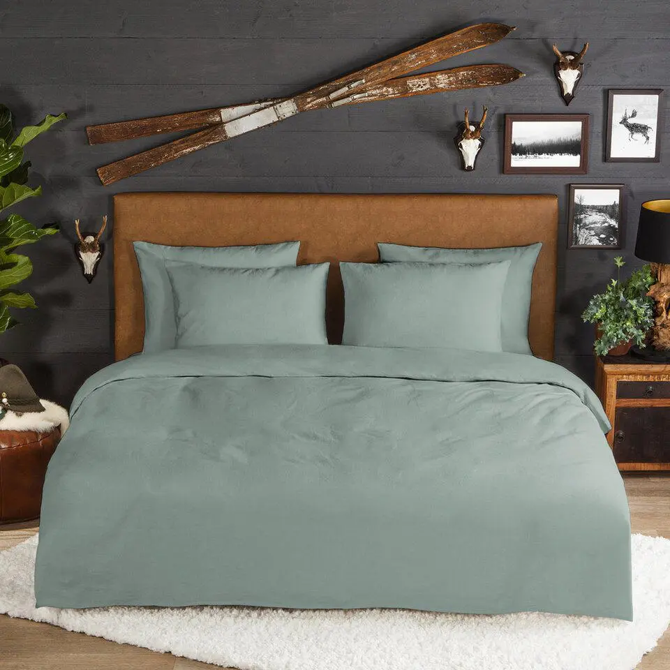 Zavelo Flanellette Effen Dekbedovertrek Groen-Lits-jumeaux (240 x 200/220 cm)