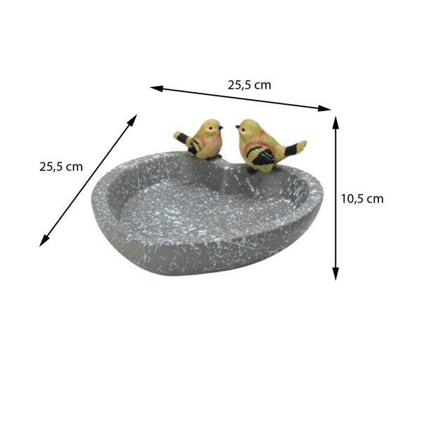 Dekoracyjne poidełko i karmnik dla ptaków serce z ptaszkami 25 cm