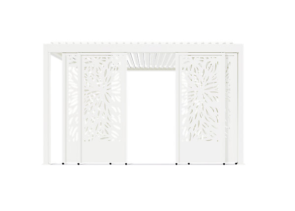 Paroi coulissante effet feuillage façade 4 m blanc RAL 9010 pour pergola Salto Alumin'home