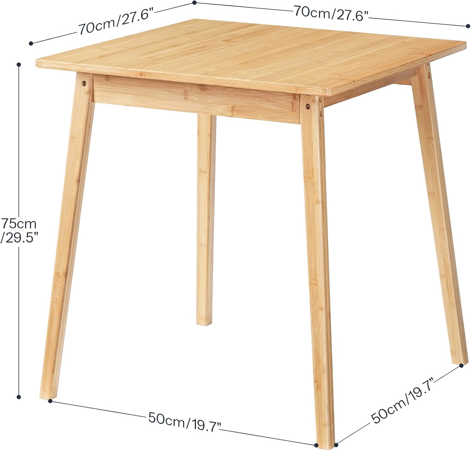 HOOBRO Bamboo Dining Table, Square Dining Table for 2, 27.6 Kitchen Table for Small Space, Writing Table, Easy to Assemble, for Dining Room, Living Room, Office, Kitchen, Natural YL70CZ01G1