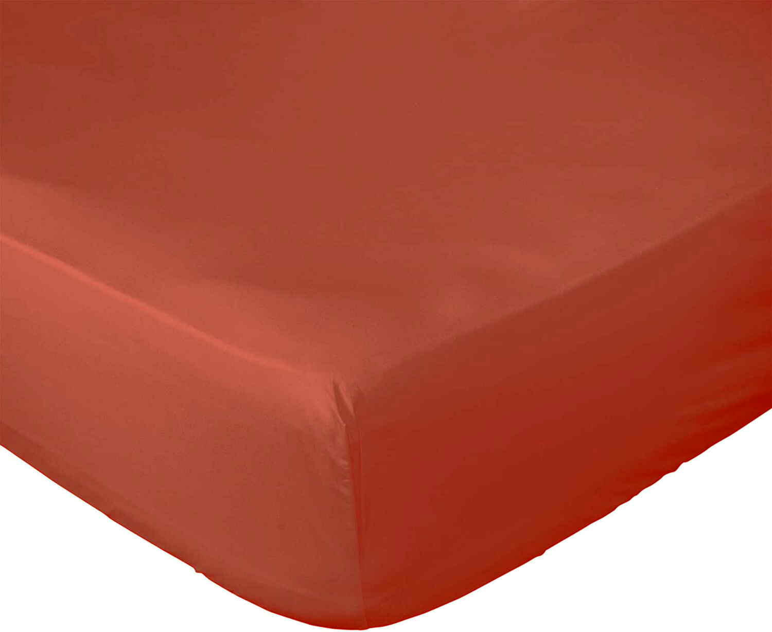 ORANGE - Drap Housse percale de coton rouge 140x190 cm