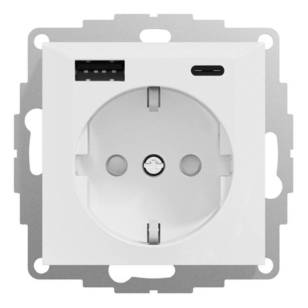 STIKKONTAKT ELKO RS CHARGE 1-VEIS 2XUSB A C RENHVIT