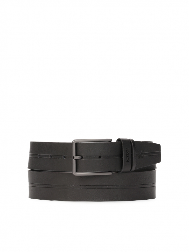Black decorated belt with matte buckle