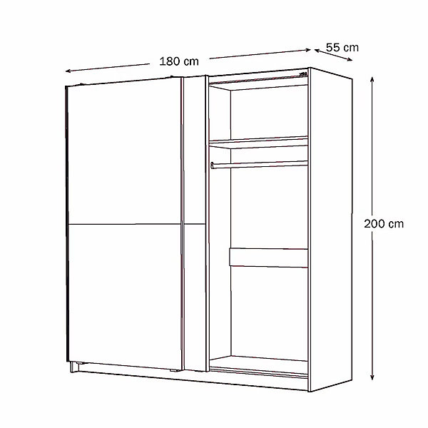 Armoire placard / meuble de rangement coloris chêne cortez, blanc- Hauteur 200 x Longueur 180 x Profondeur 60 cm