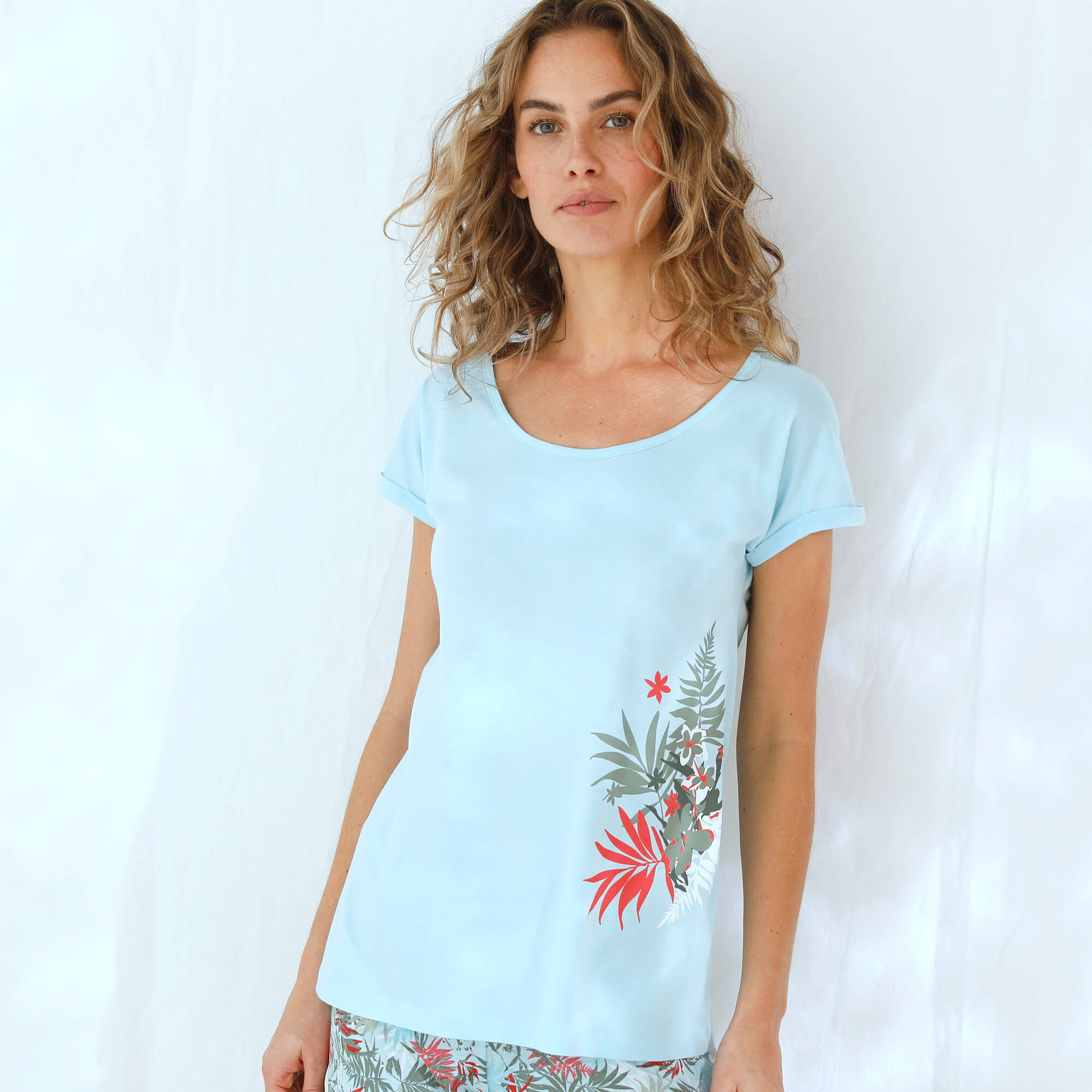 Pyjama pantacourt imprimé - coton modal