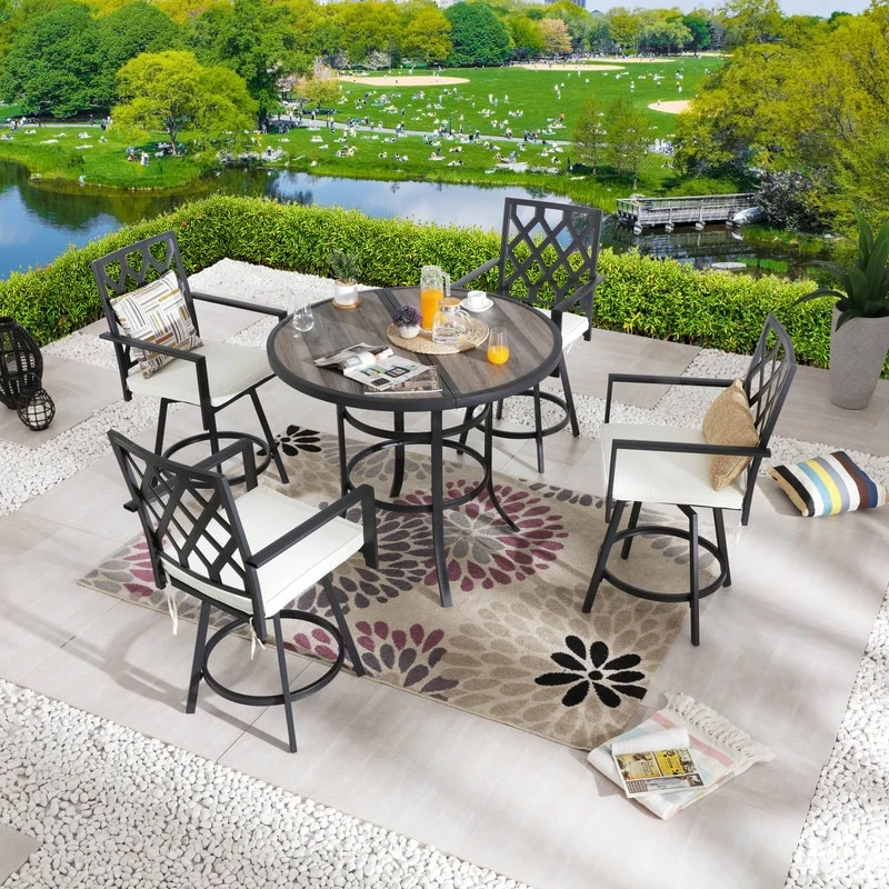 Patio Festival 4-Person Outdoor 45.3'' Round Bar Height Dining Set