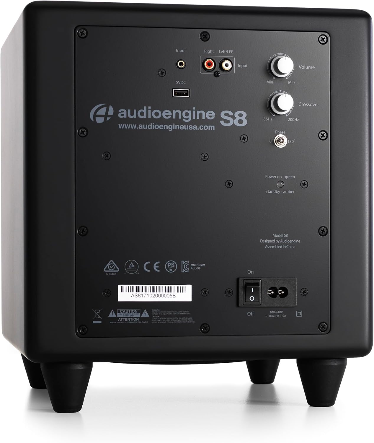 Audioengine S8 Powered Subwoofer - 8 Inch Subwoofer, 250W Down Firing Speakers for PC, Home Theaters, Movie Lovers & Studios, Wireless Ready with Sleep Mode