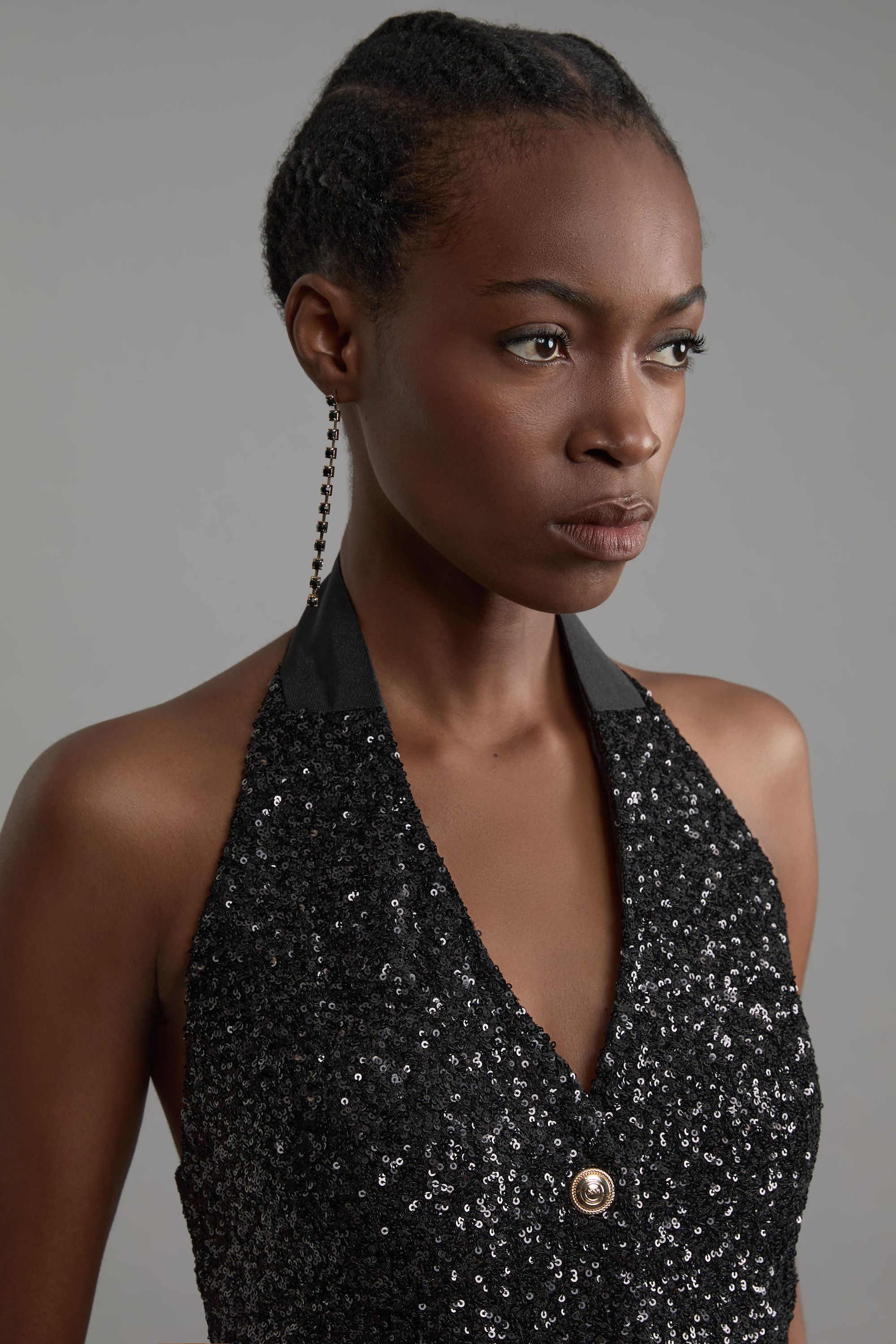 KarenMillen Sequin Halter Neck Waistcoat