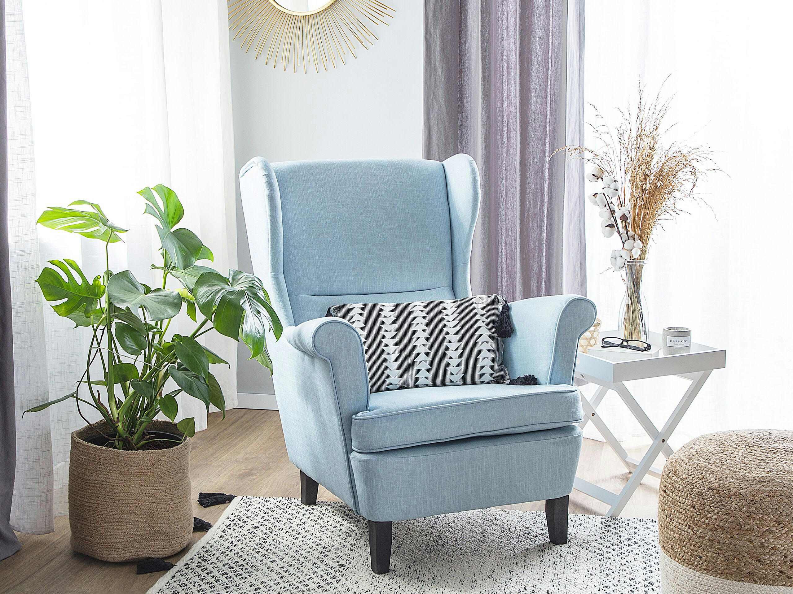 ABSON - Fauteuil en tissu bleu clair