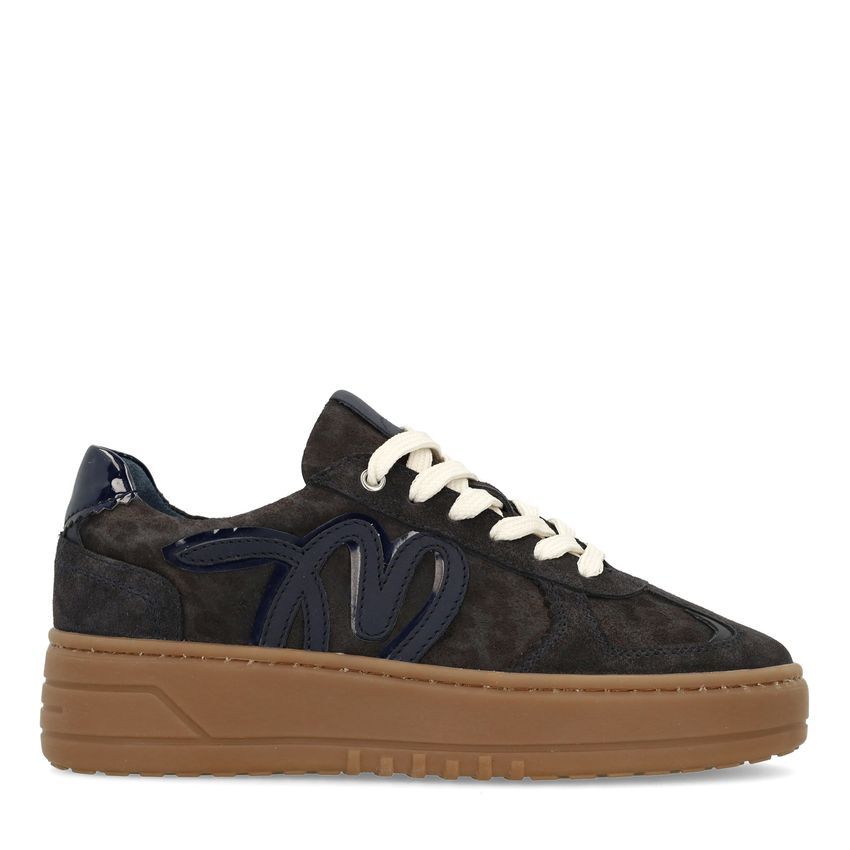 Manfield Donkerblauwe suède sneakers