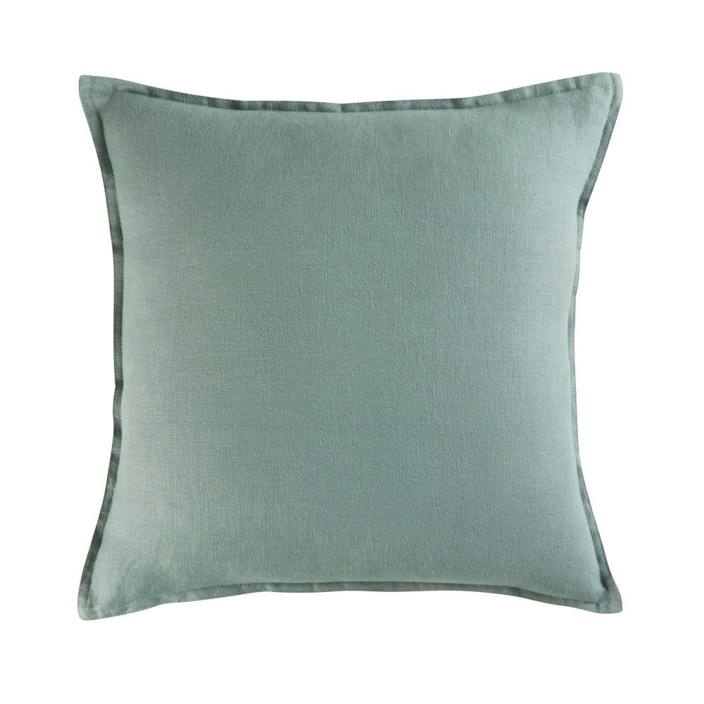 - Coussin en lin lavé vert jade 45x45