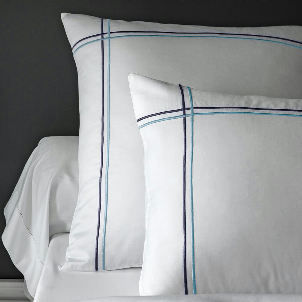 PALAIS CHIC NAVY - Housse de couette  satin de coton 120 fils/cm² blanc 260x240