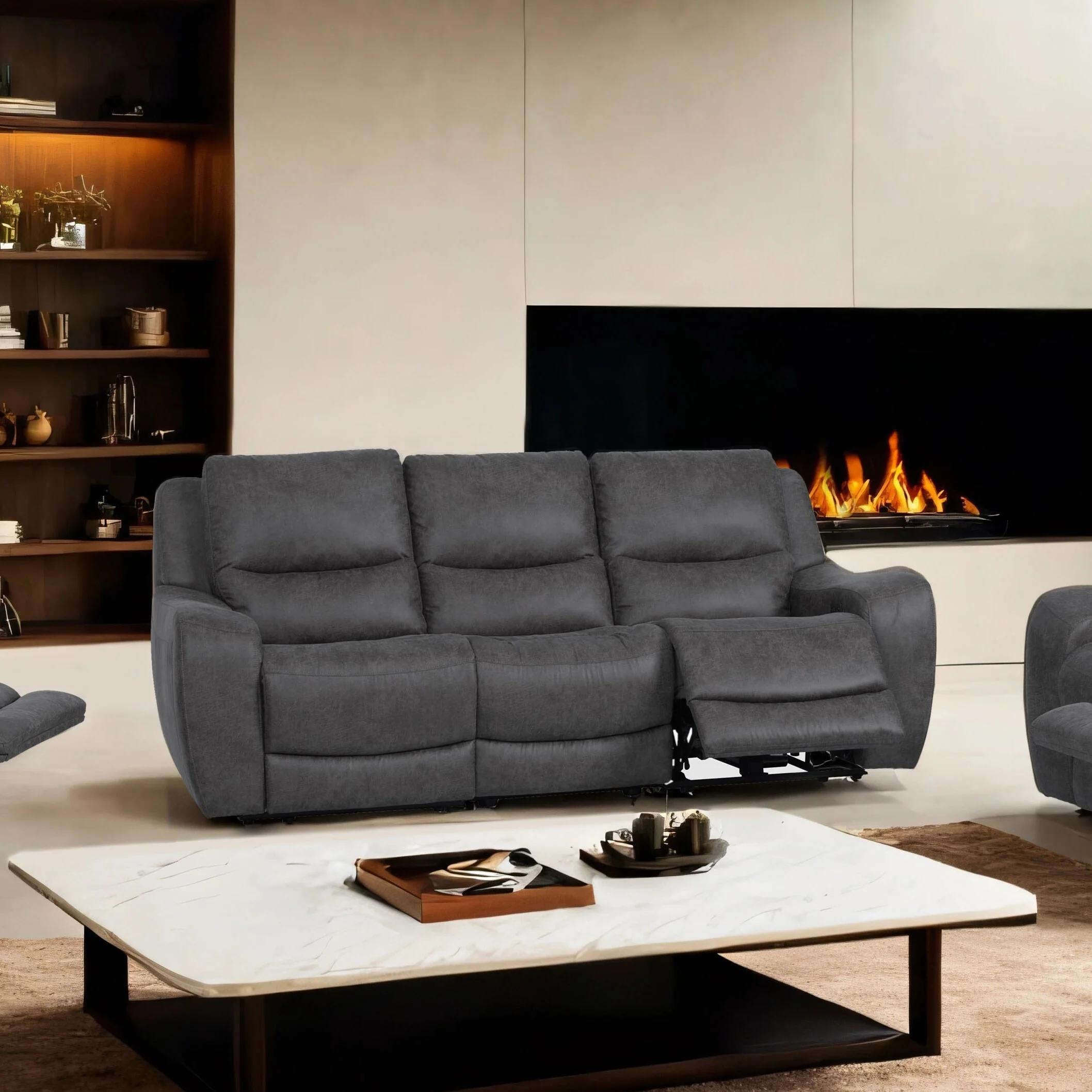 Furniture of America Evelio Modern Oversized Power Recline Sofa with USB Ports
