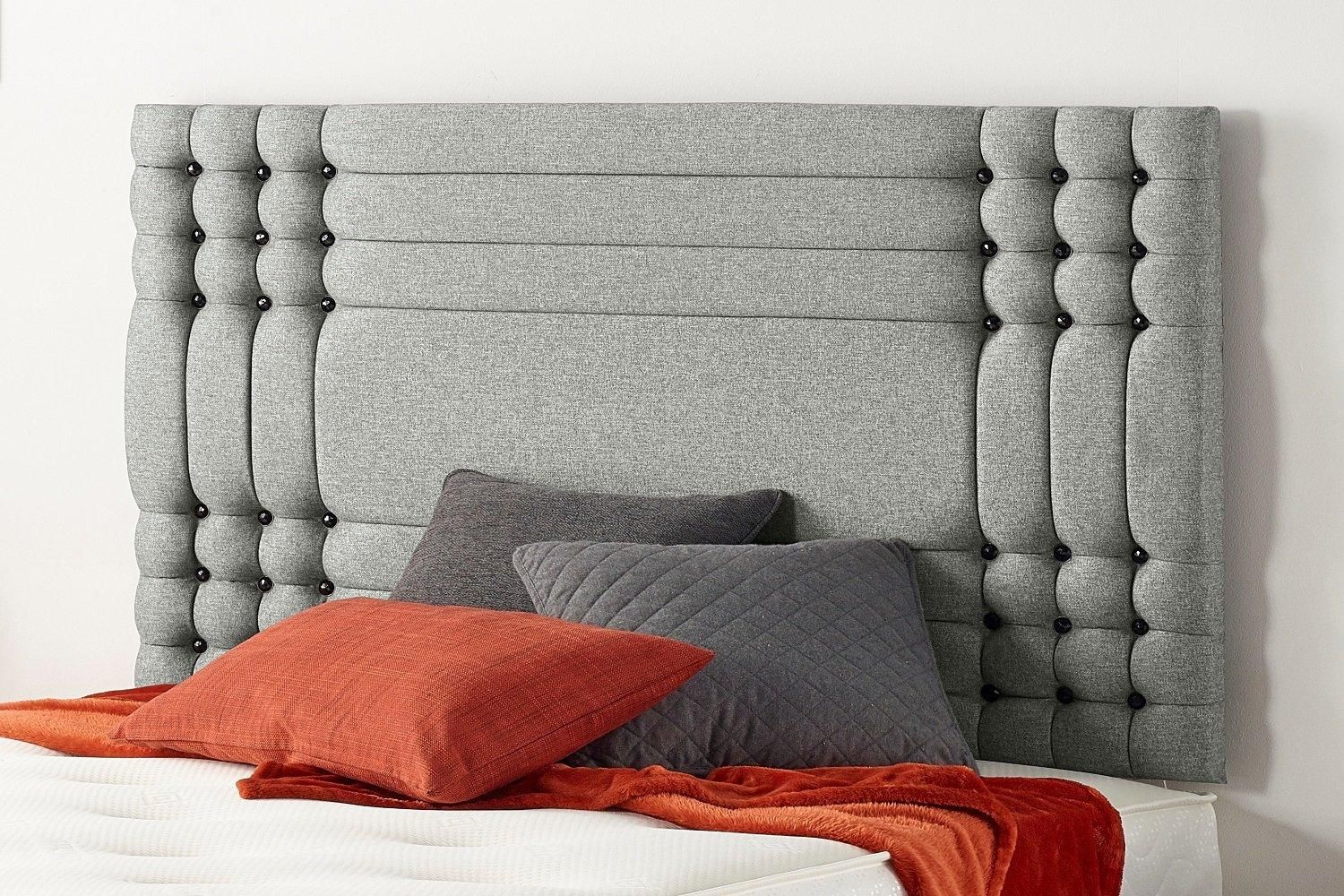 Somnior Flexby Divan Bed Base With 2 Drawers and Upholstered Headboard Tweed Fabric