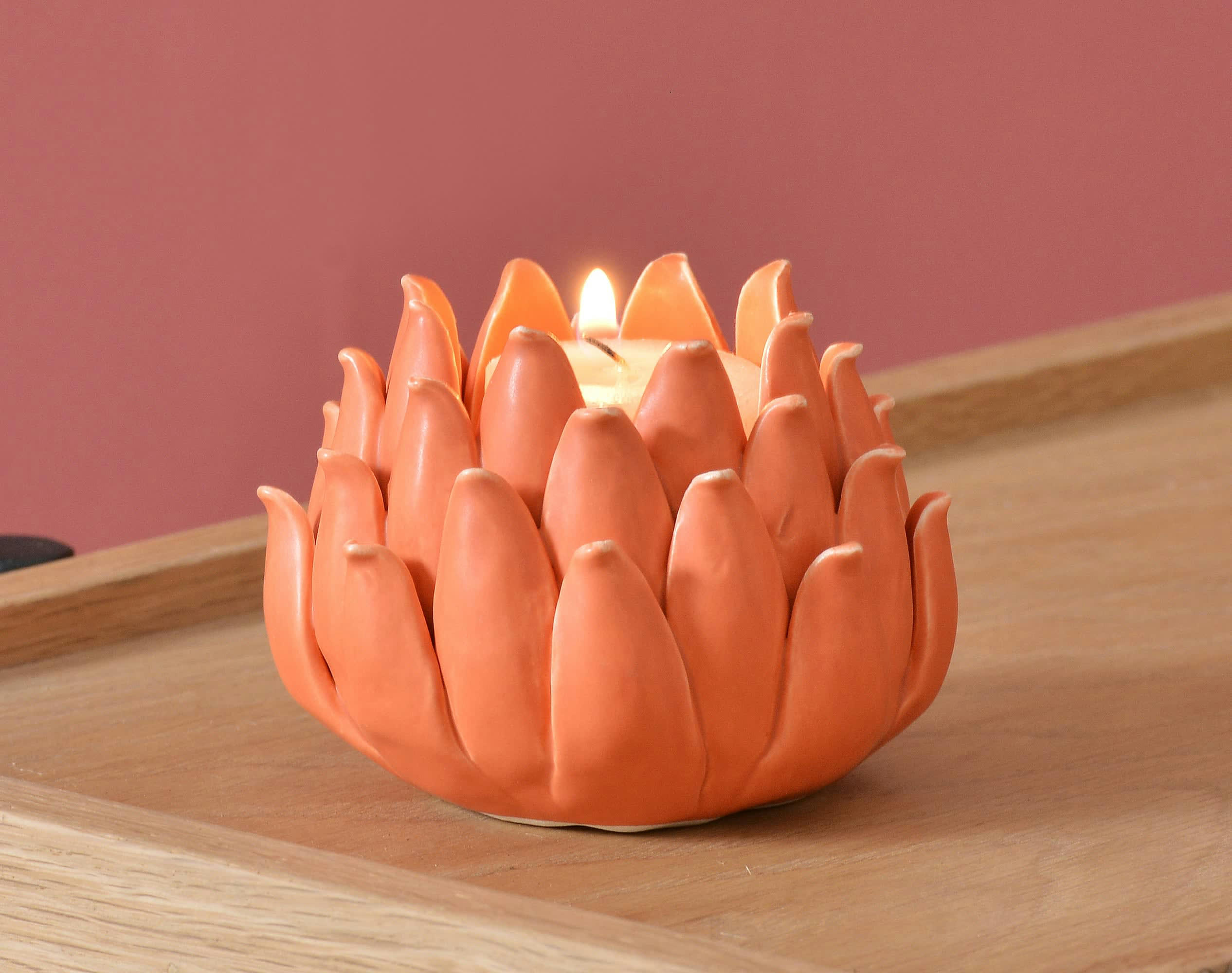 EXTAR - Photophore en céramique orange