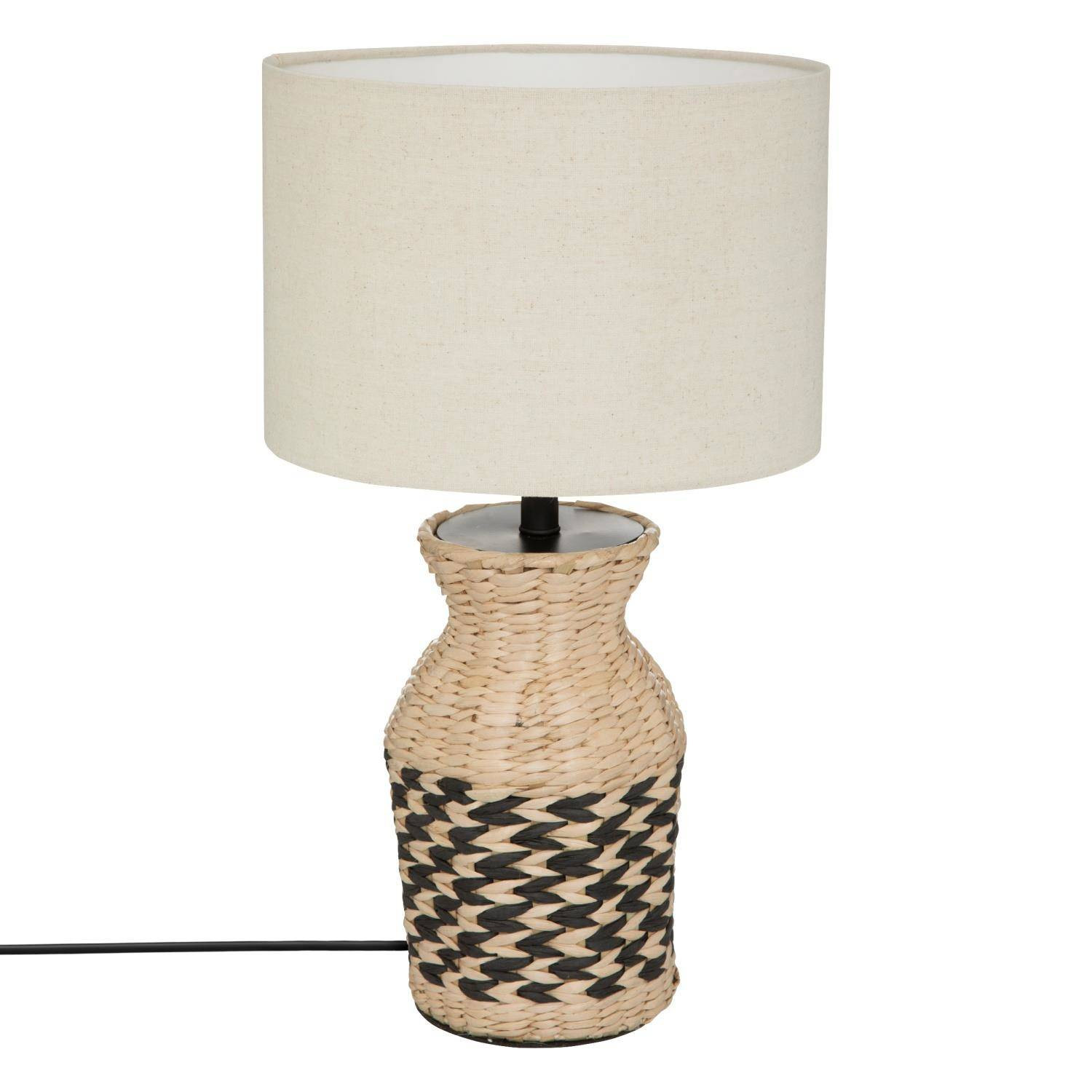 Lampa z abażurem Hiacynt, podstawa z plecionki, 49 cm