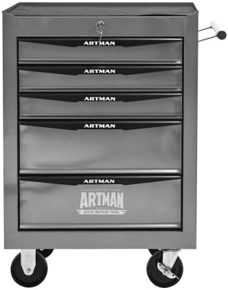 Iron-Top Rolling Tool Chest with Lockable Wheels and Side Handles, 7-Drawer Tool Storage Cabinet with Ball Bearing for Garage, Repair Shop, Required Assembly, Large Storage Capacity (Iron, 5-Gray)