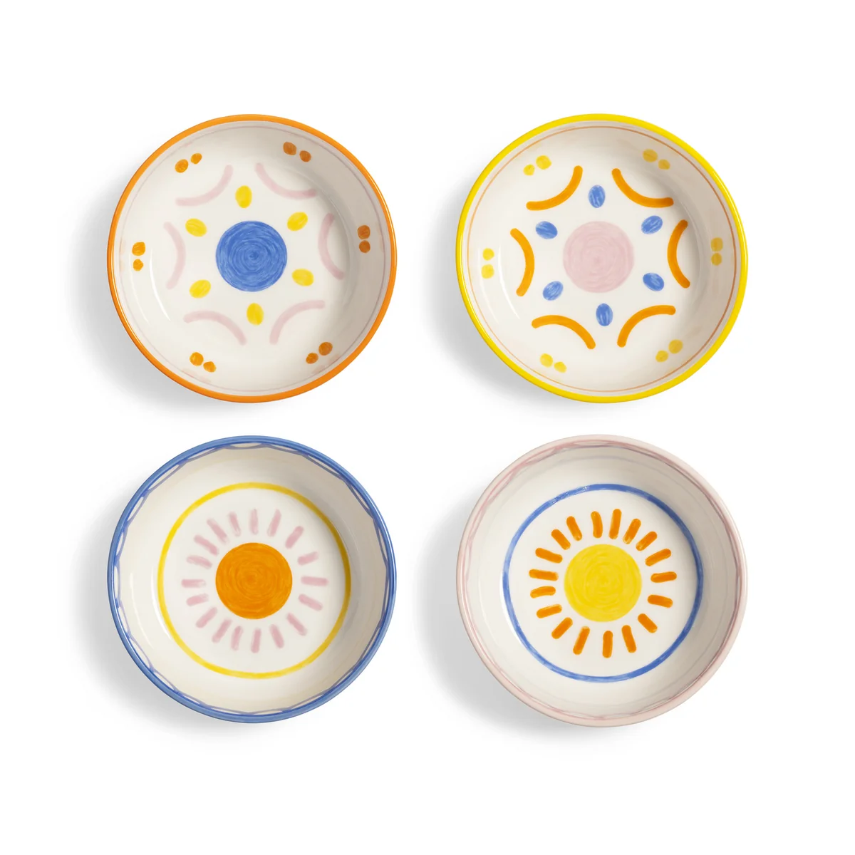 &klevering - Boavista Schale Ø 12,5 cm, weiß / blau / gelb (4er-Set)