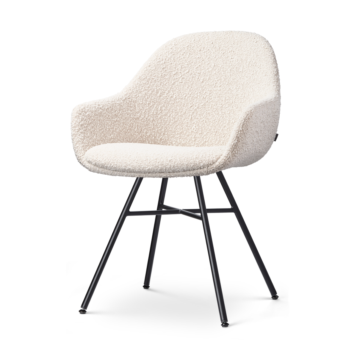 Nolon Noa-Mae Eetkamerstoel Bouclé Beige - Armleuning - Zwarte Poten