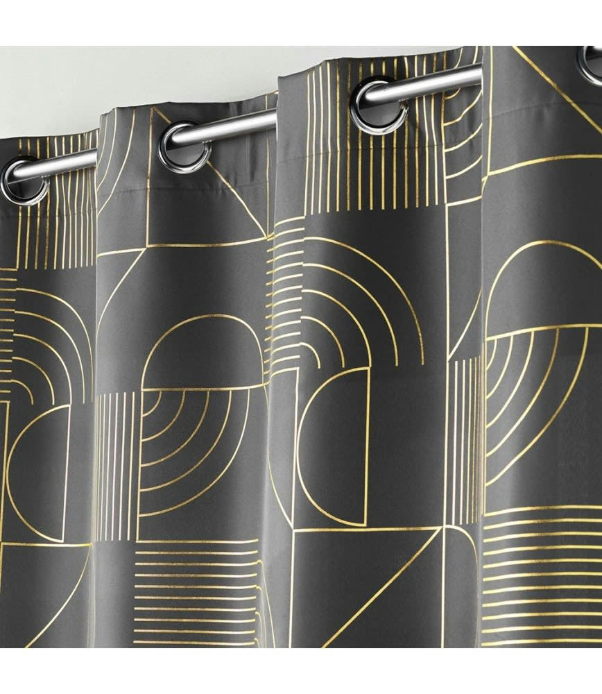 LINÉOR - Rideau métallisé anthracite or 140x260cm