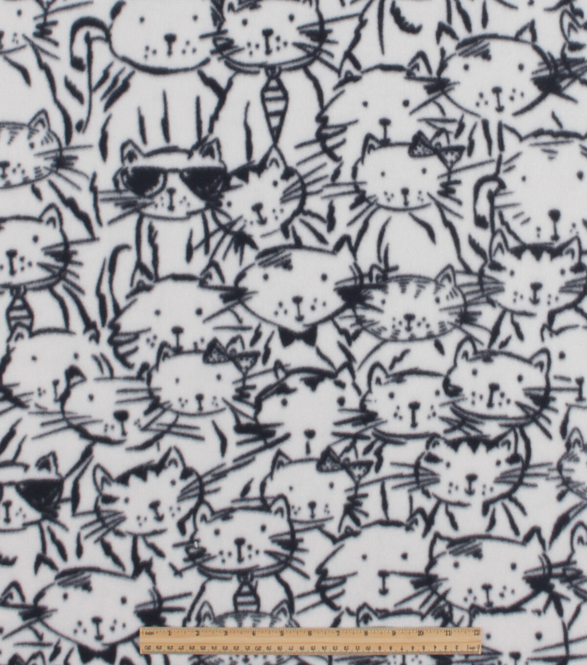 Sketched Cats Blizzard Prints Fleece Fabric