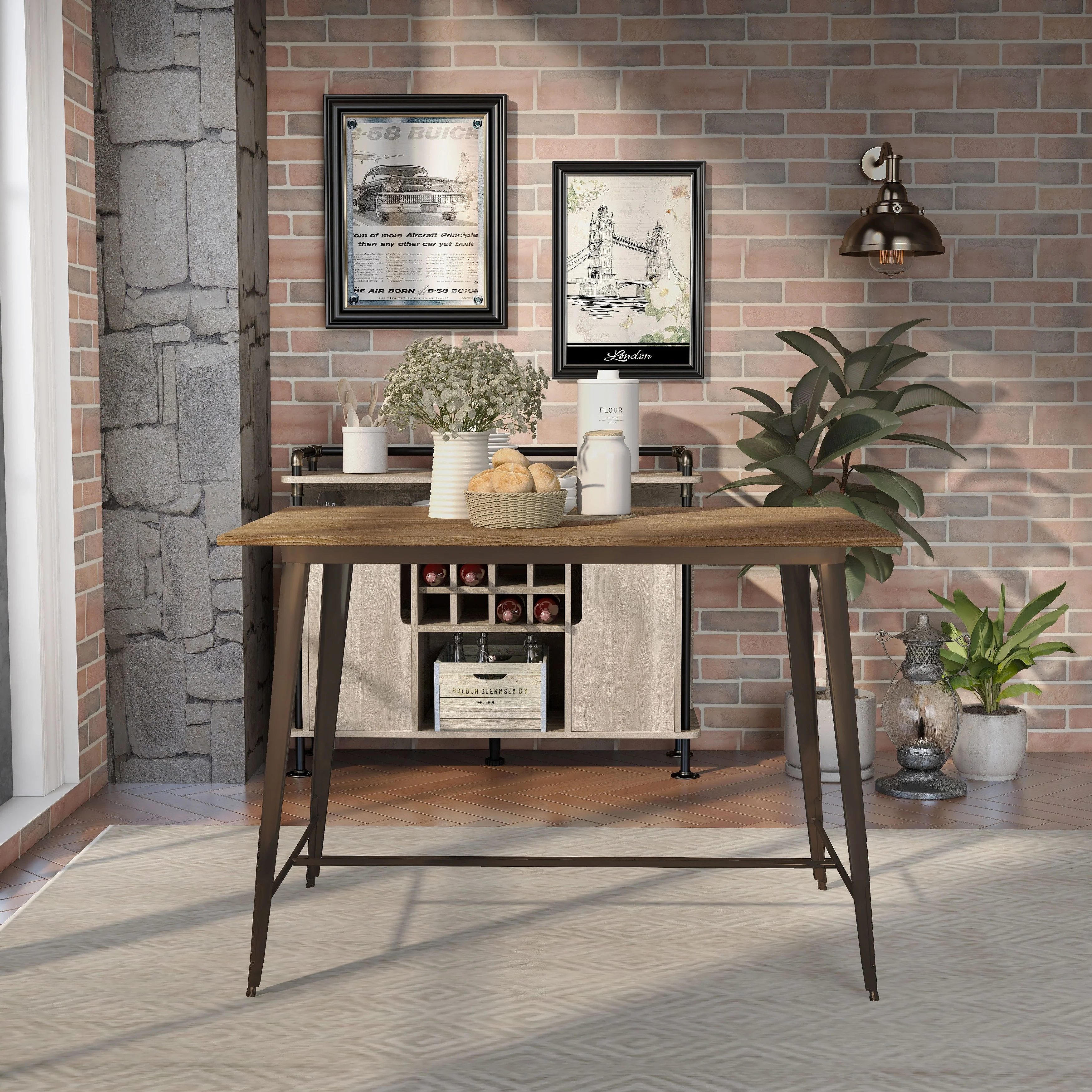 Furniture of America Rish Industrial Brown 54-inch Counter Height Dining Table