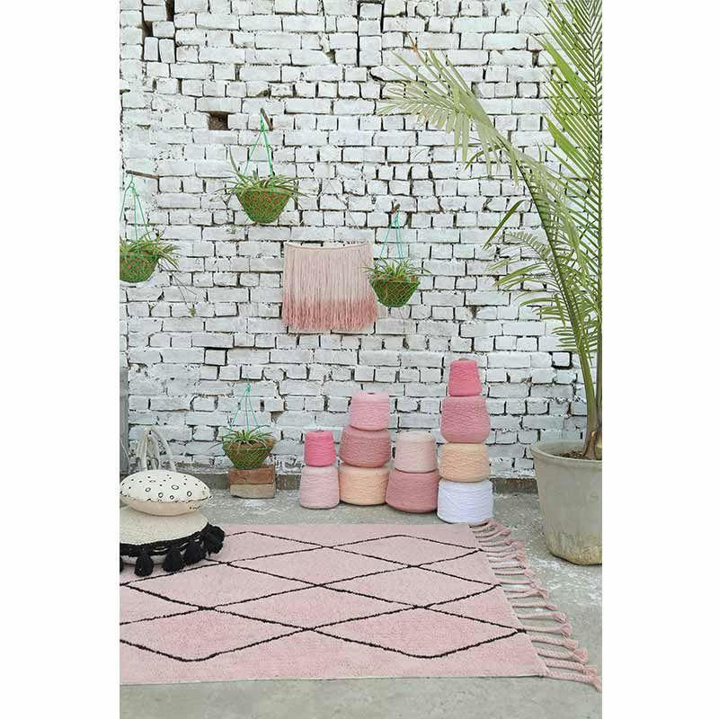 BEREBER CLASSICS - Tapis lavable en coton vintage nude 140x200