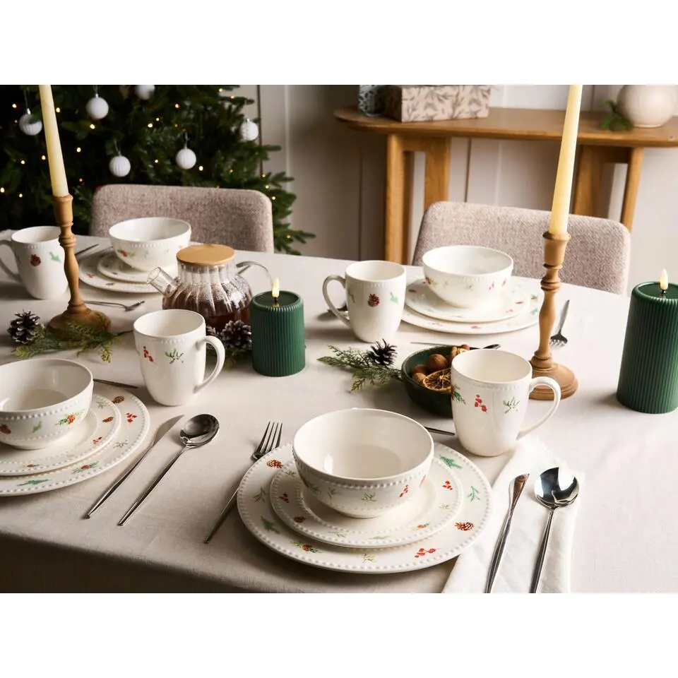 MARJORAM - 16-delige serviesset - Wit - Porselein