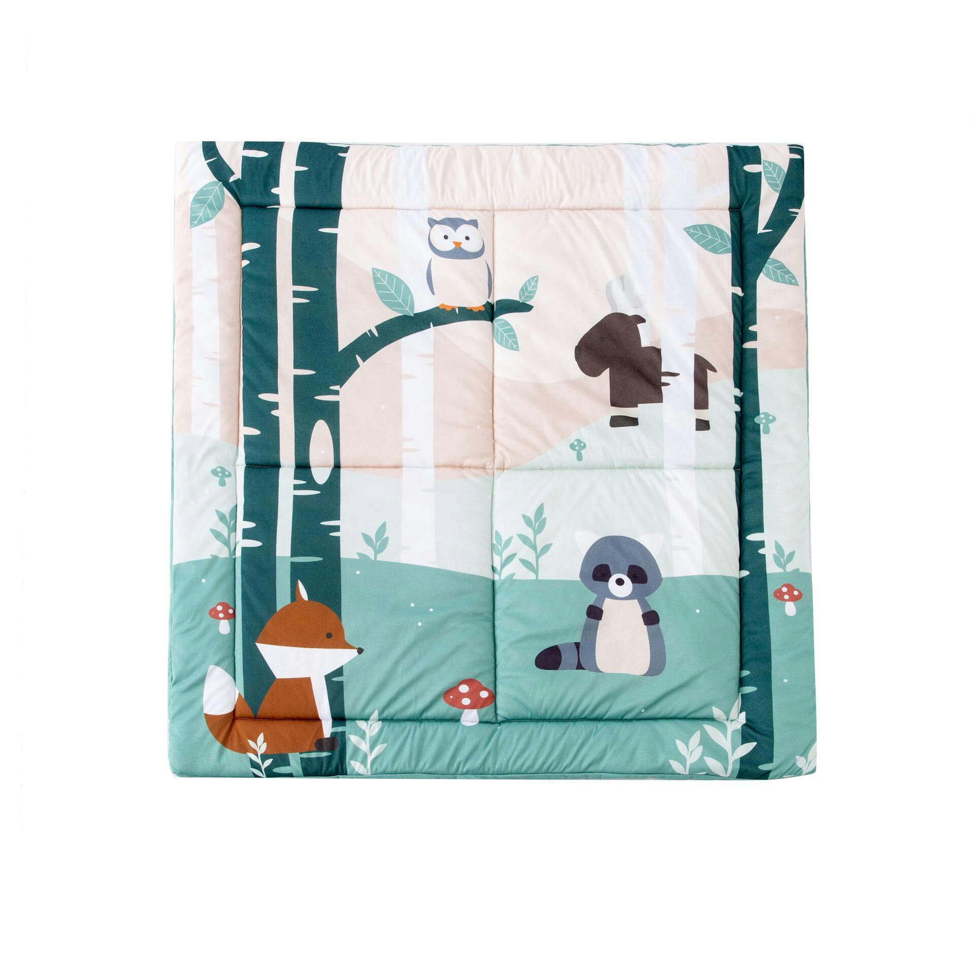 Little Big Friends Reversible Patchwork Square Sensory Playmat, Forest, Ages 0+