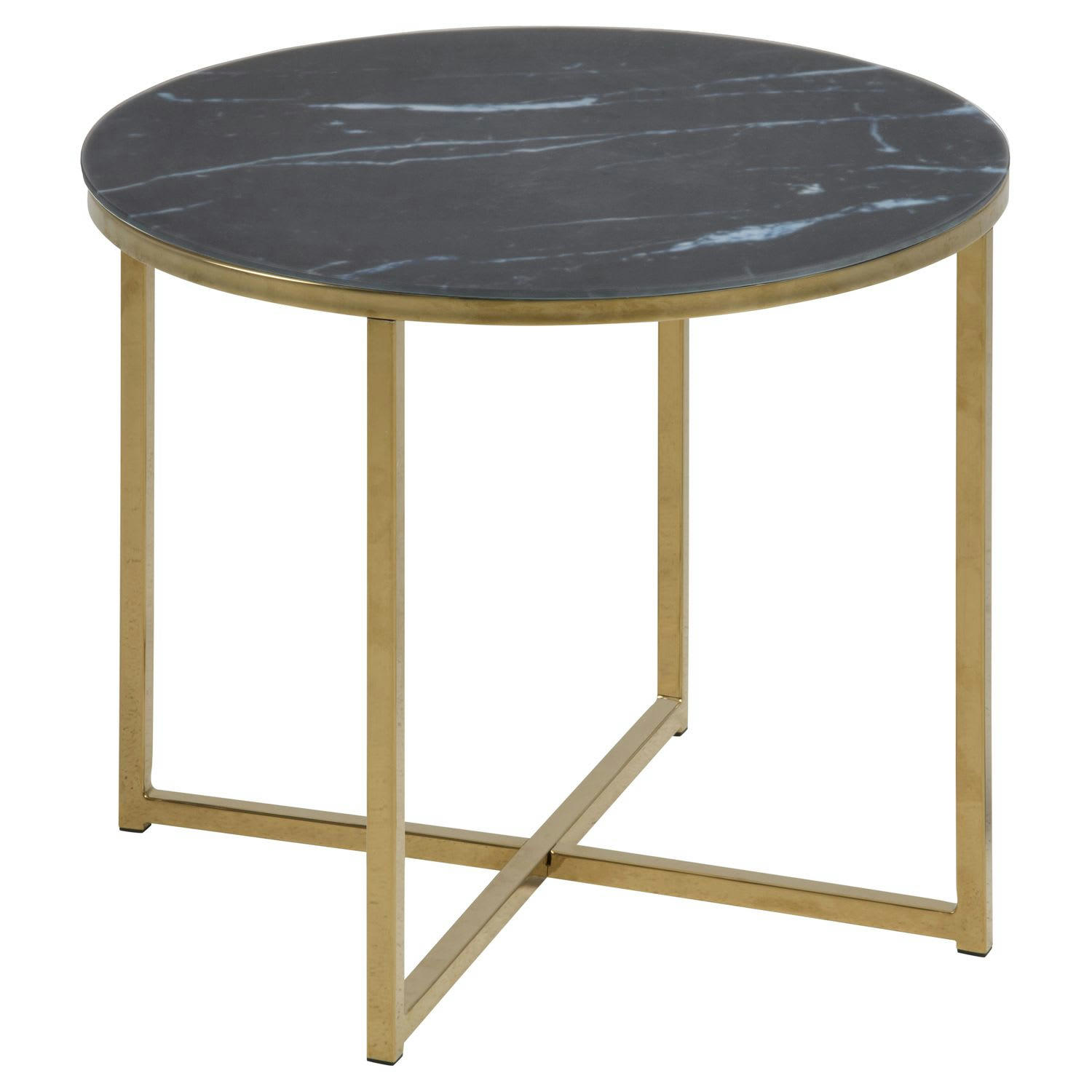 ALYSÉ - Table d’appoint ronde en verre et métal noir