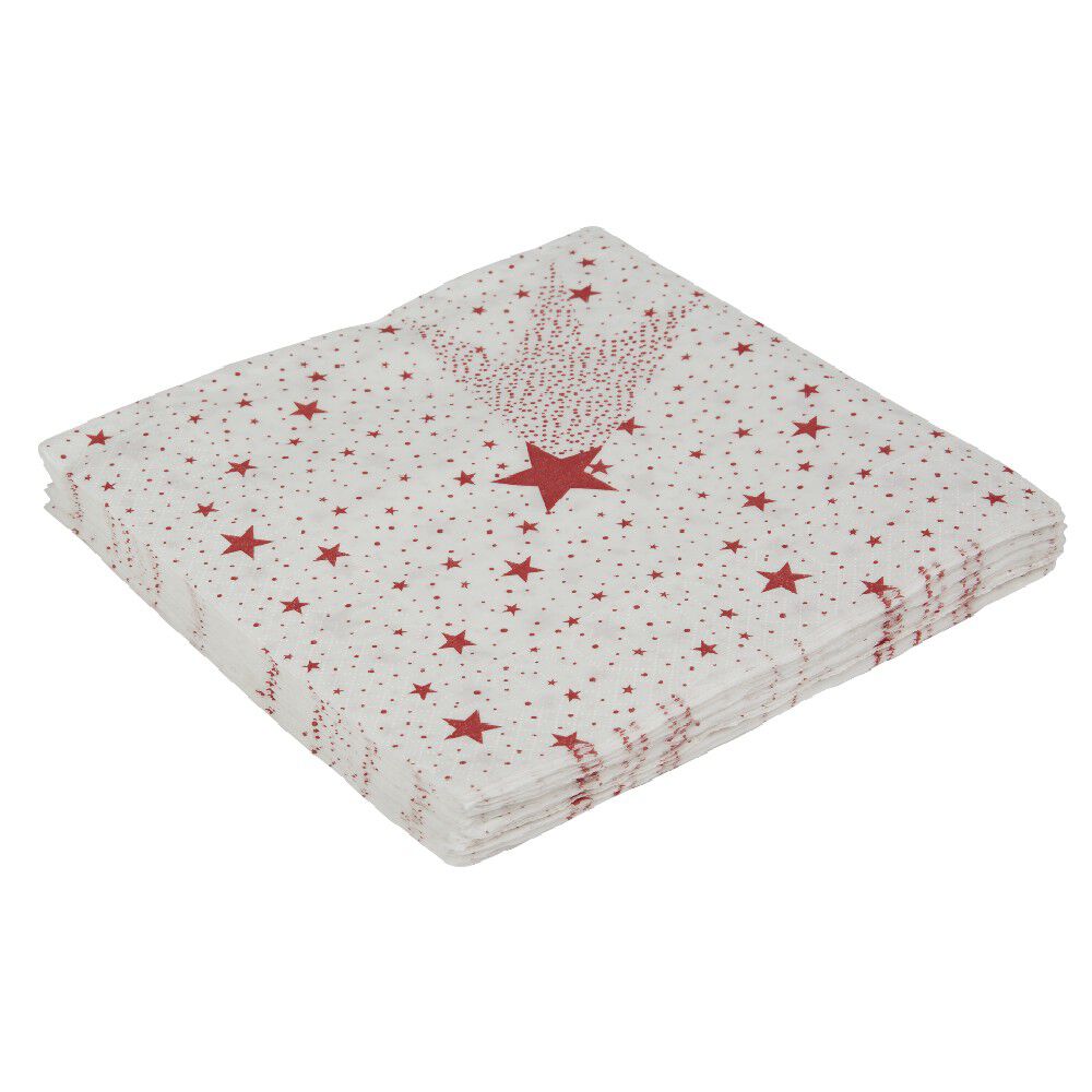 Serviette en papier motif étoile filante rouge x 20