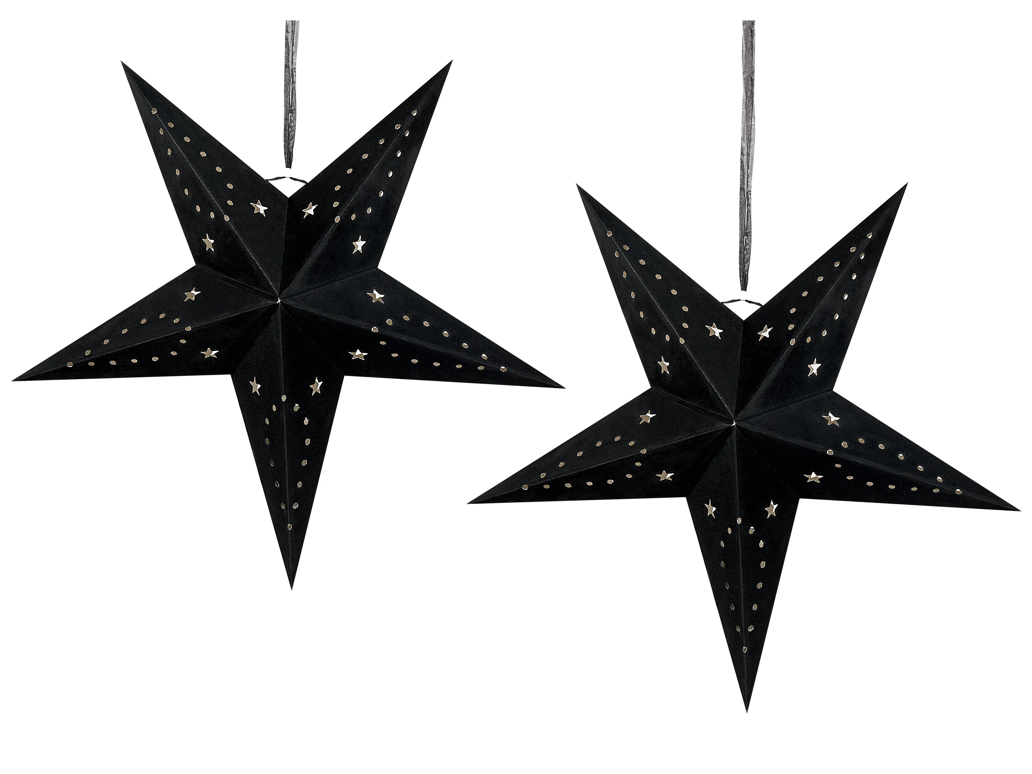 Set of 2 Hanging Decorations LED MOTTI Star 45 cm Black