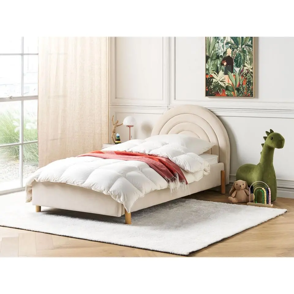 ANET - Bed - Beige - 90 x 200 cm - Fluweel