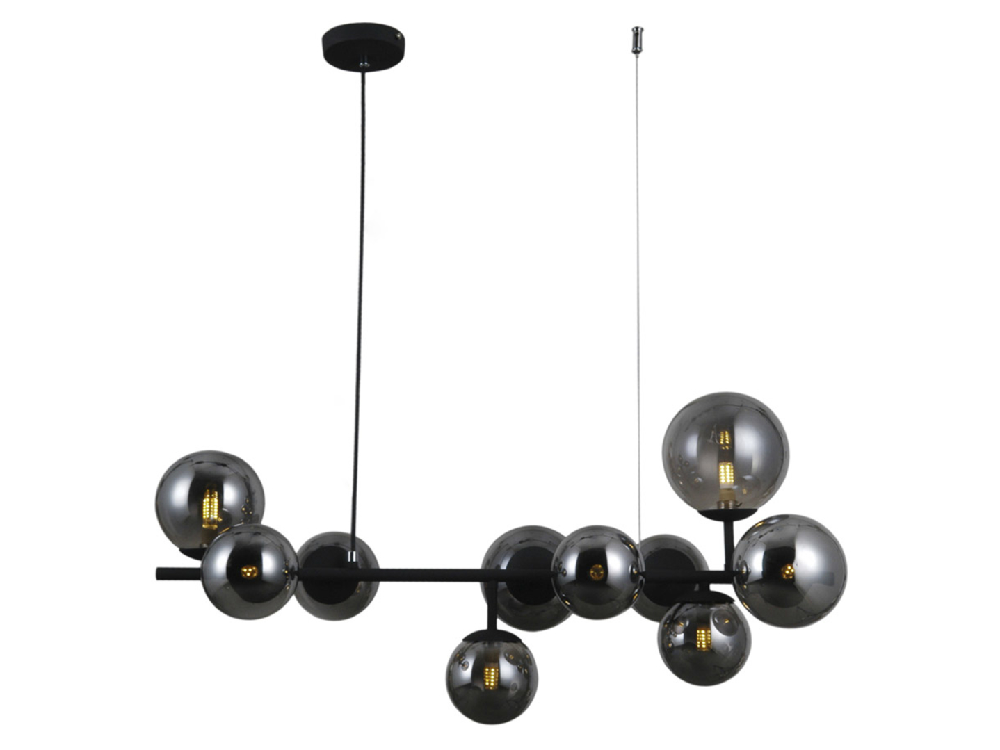 Lampa wisząca Frontera 10-punktowa szklana grafitowa
