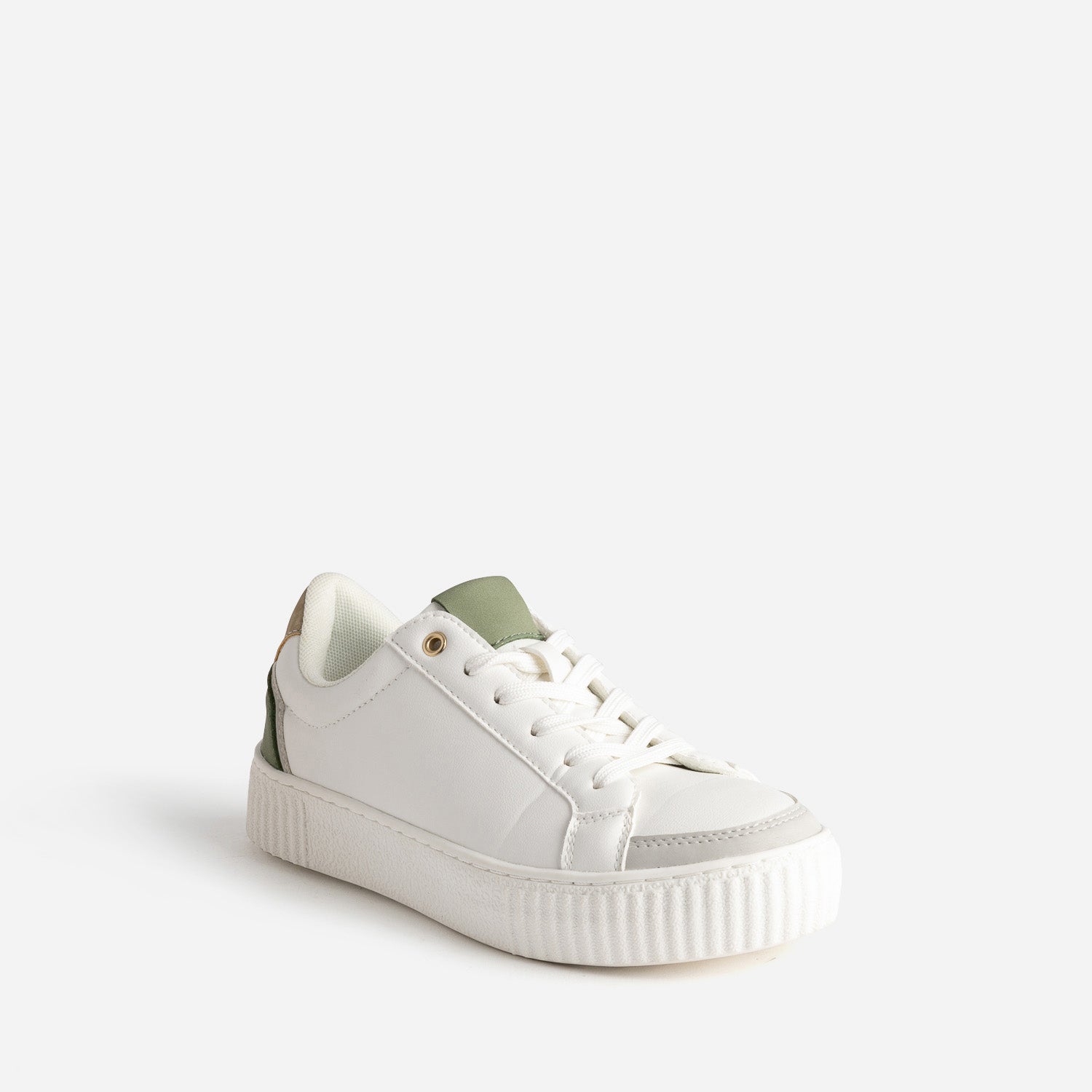 Tennis blanche détails vert