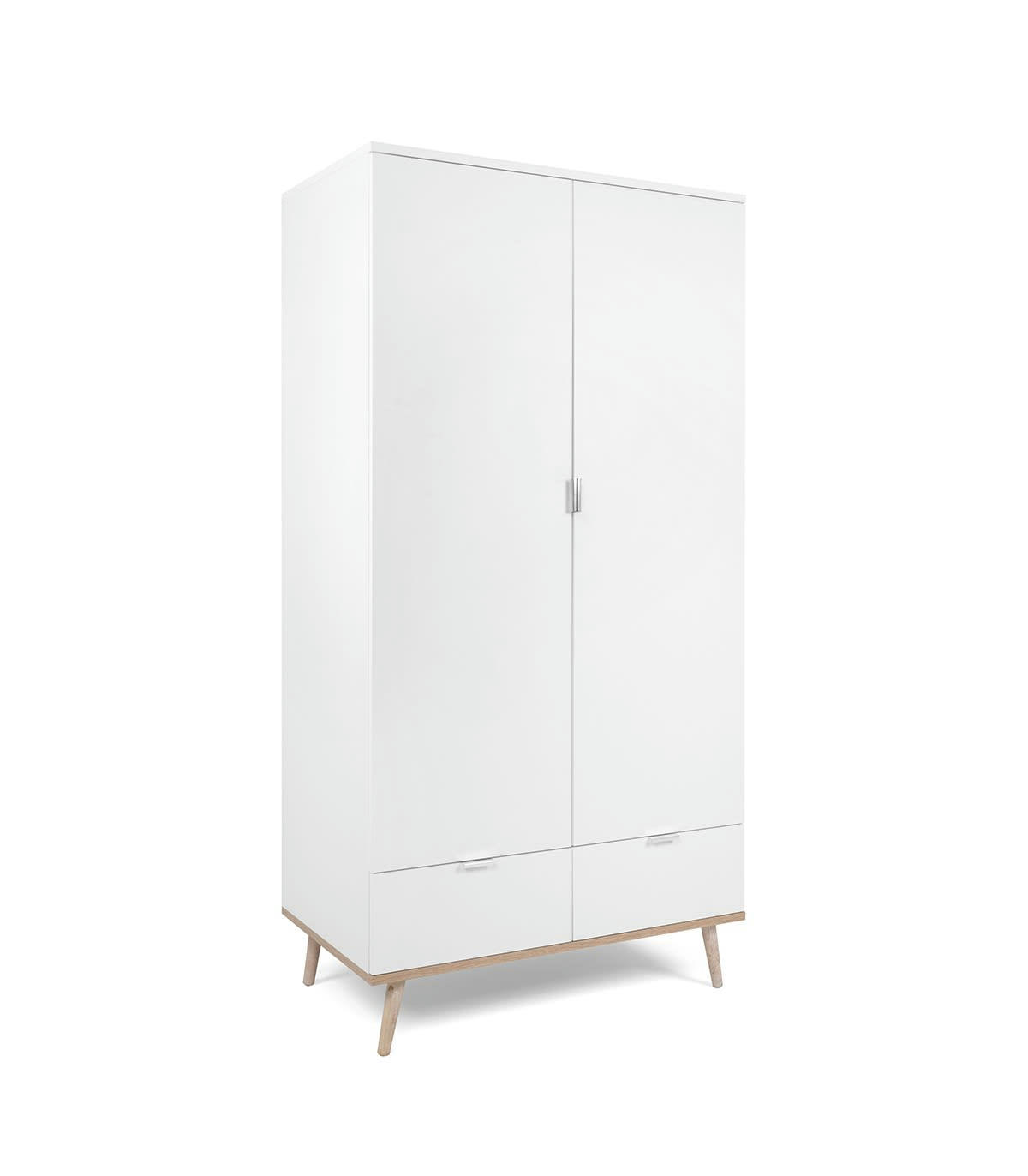 COPENHAGUE - Armoire 2 portes 2 tiroirs + barre penderie H180 x L90 cm