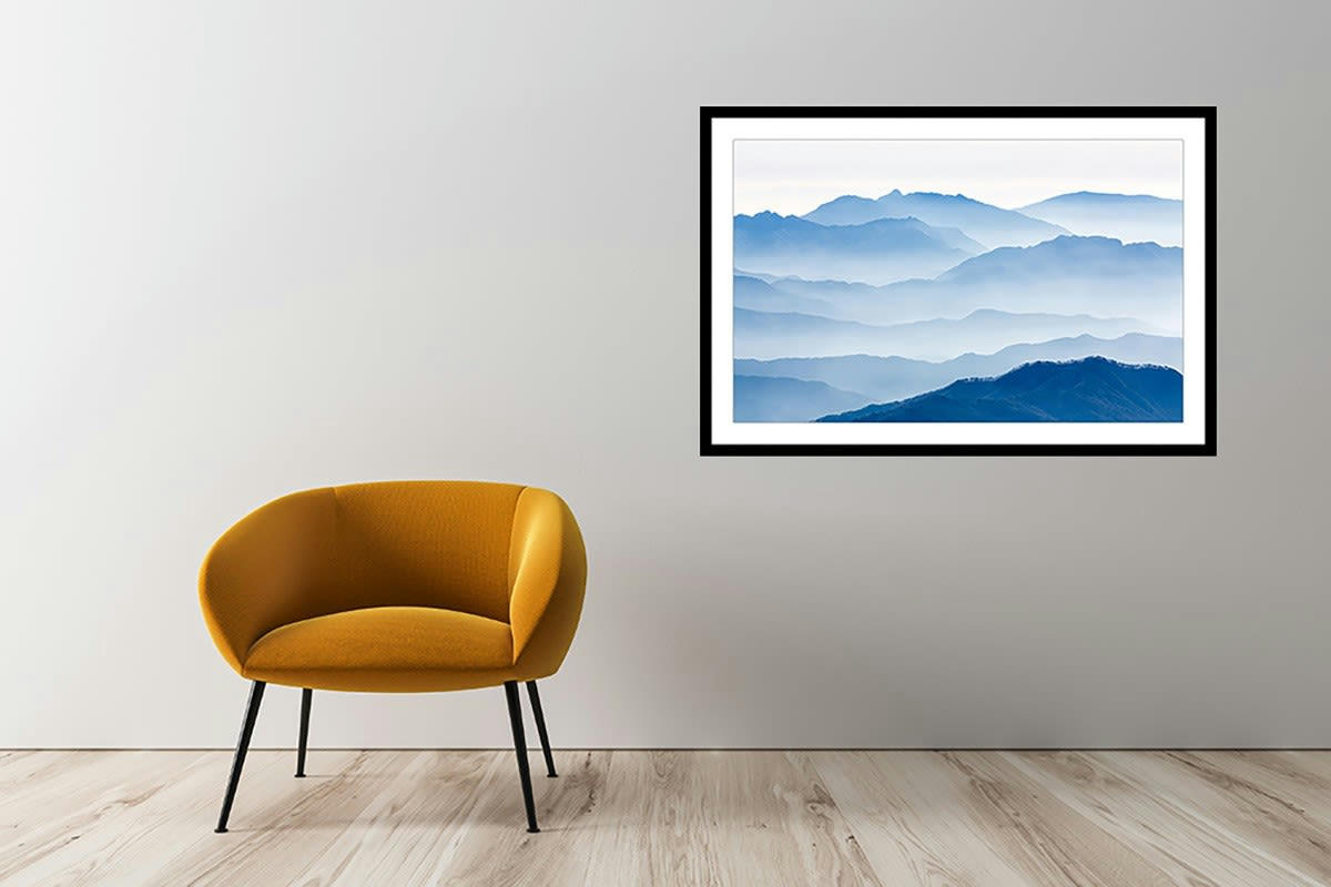 - Affiche paysage montagnes bleues sans cadre 90x60cm